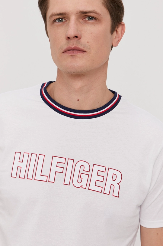 biały Tommy Hilfiger T-shirt Męski