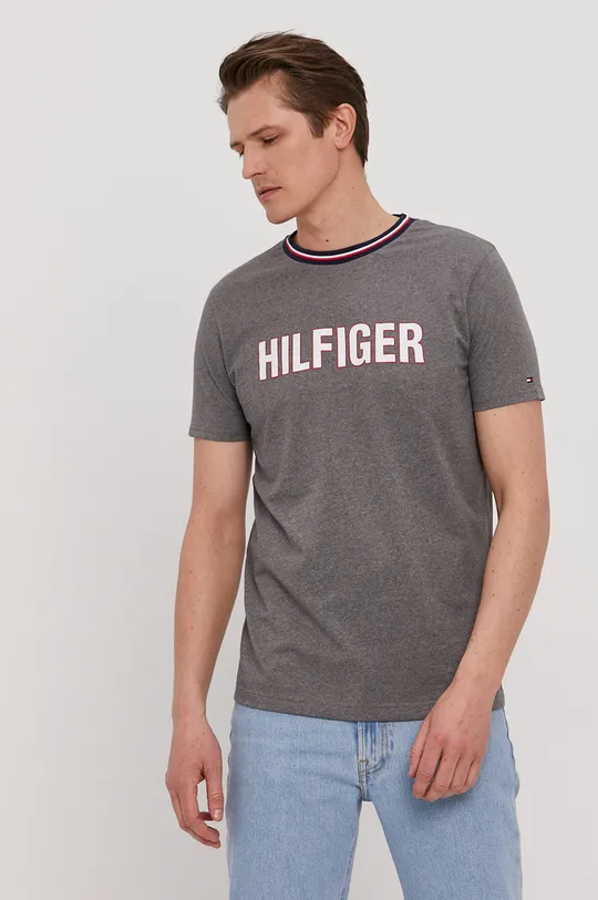 szary Tommy Hilfiger T-shirt Męski