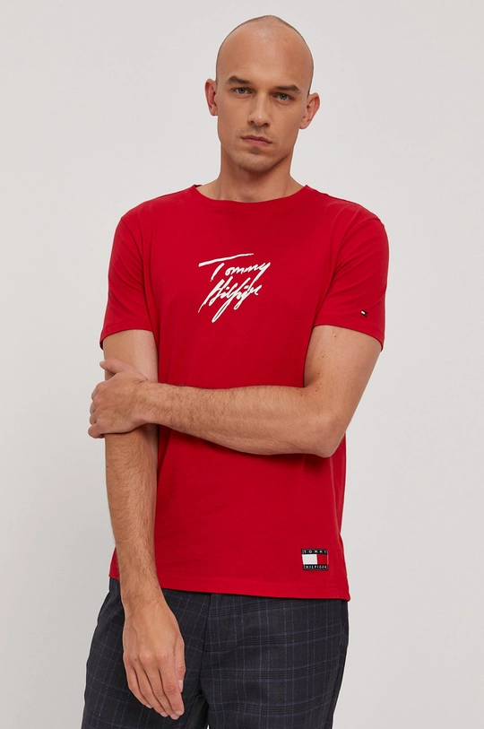 czerwony Tommy Hilfiger T-shirt Męski