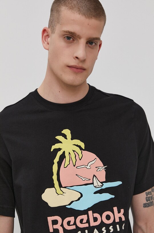 Reebok Classic T-shirt GN3671, męski kolor czarny z nadrukiem | Answear.com