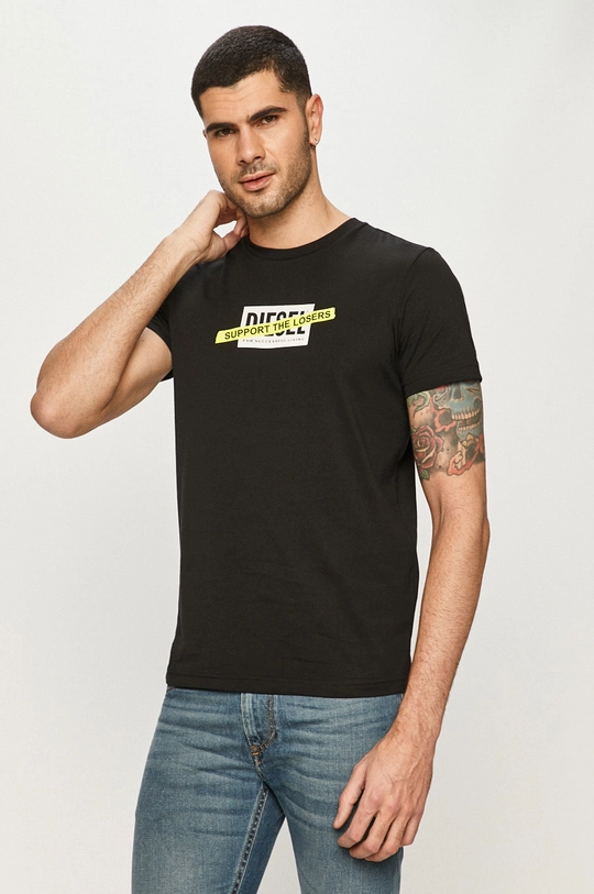 czarny Diesel - T-shirt Męski