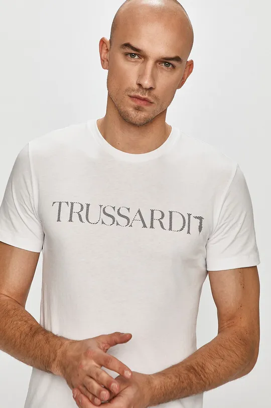 biały Trussardi Jeans - T-shirt Męski