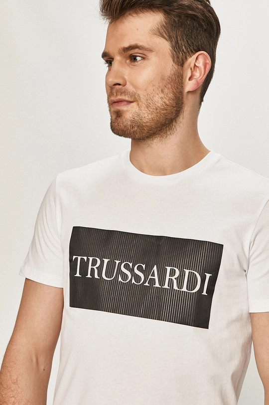 biały Trussardi Jeans T-shirt Męski