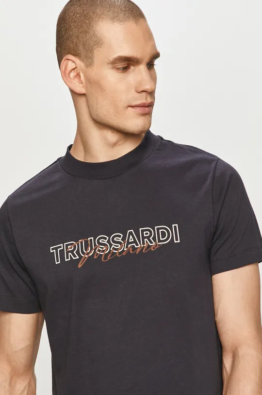 granatowy Trussardi Jeans - T-shirt Męski
