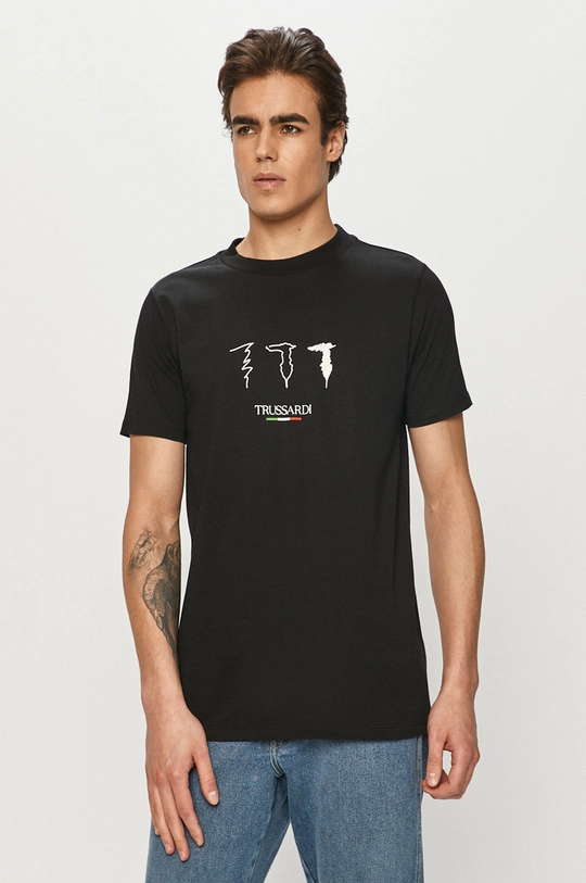 czarny Trussardi Jeans - T-shirt Męski