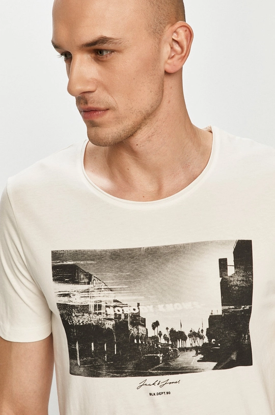 beżowy Jack & Jones - T-shirt Męski