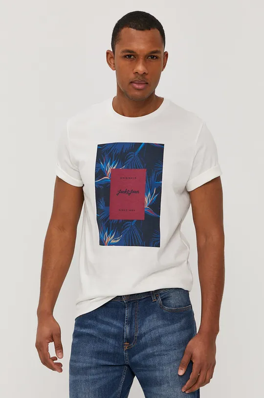 biały Jack & Jones T-shirt Męski