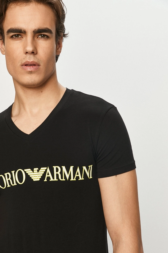 czarny Emporio Armani - T-shirt 110810.1P516 Męski