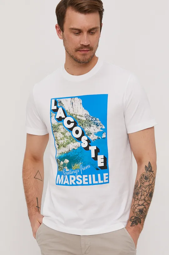 biały Lacoste T-shirt TH0437 Męski