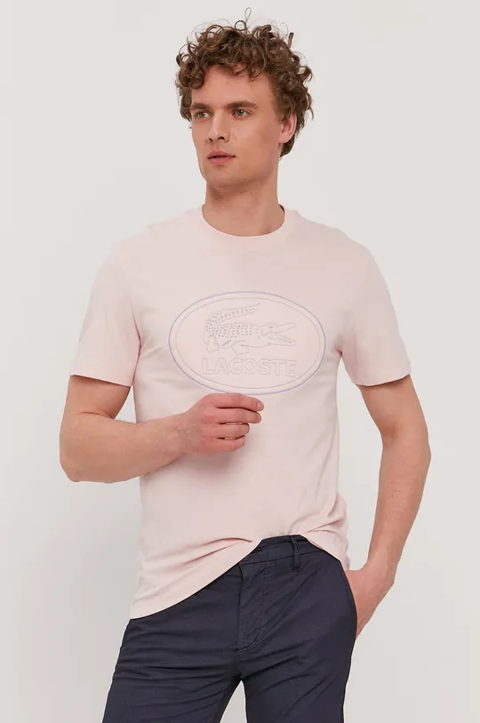 różowy Lacoste T-shirt TH0453 Męski