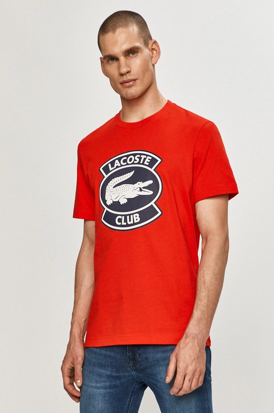 czerwony Lacoste - T-shirt TH1786 Męski