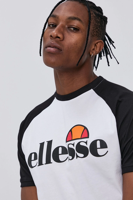 biały Ellesse T-shirt bawełniany Męski