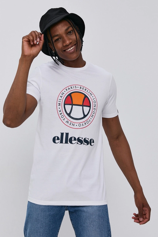 biały Ellesse T-shirt bawełniany Męski