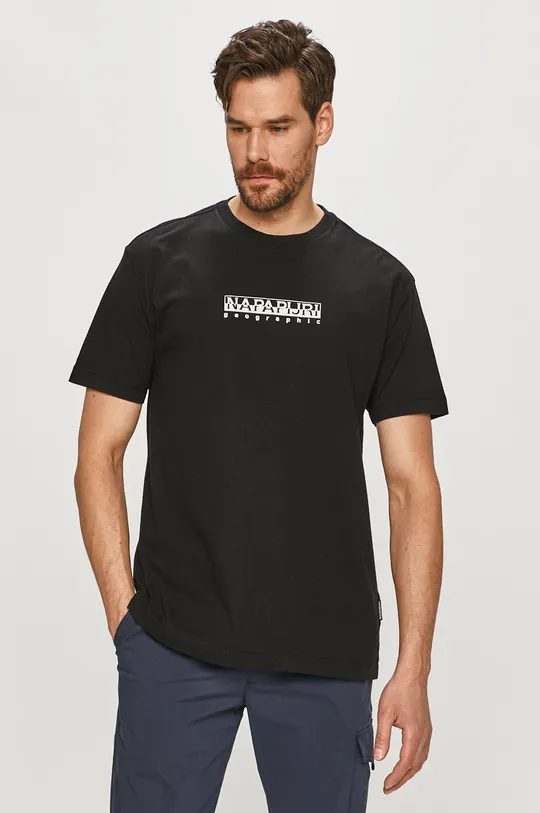 czarny Napapijri - T-shirt Męski