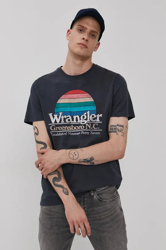 szary Wrangler T-shirt Męski