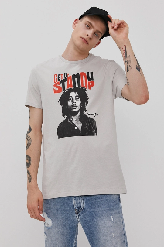 szary Wrangler T-shirt Męski