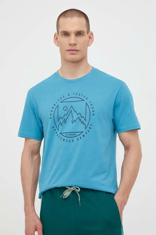 niebieski Columbia t-shirt bawełniany Męski