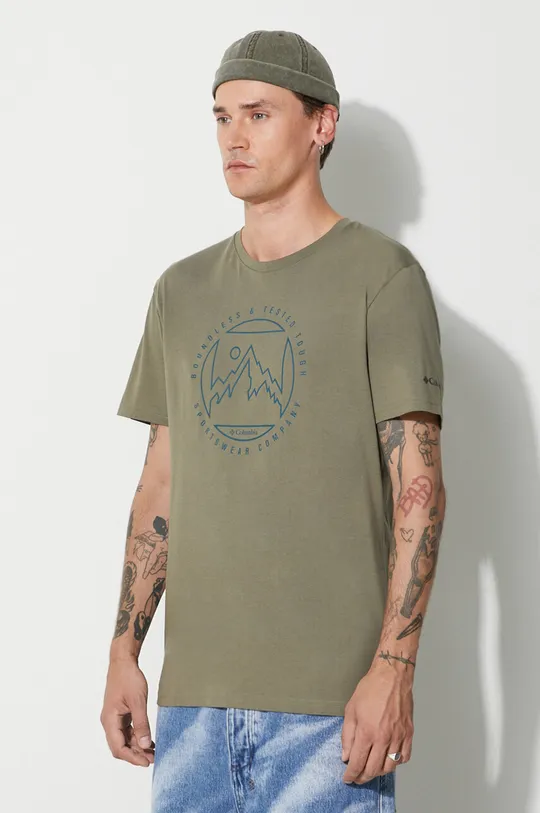 зелен Памучна тениска Columbia