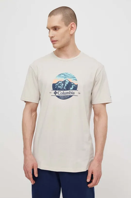 бежевый Хлопковая футболка Columbia Path Lake