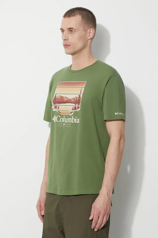 зелен Памучна тениска Columbia Path Lake