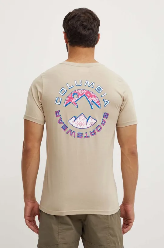Bombažna kratka majica Columbia Rapid Ridge Back Graphic bež