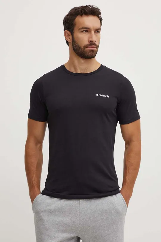 črna Bombažna kratka majica Columbia Rapid Ridge Back Graphic Moški