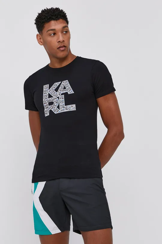 czarny Karl Lagerfeld T-shirt KL21MTS01 Męski