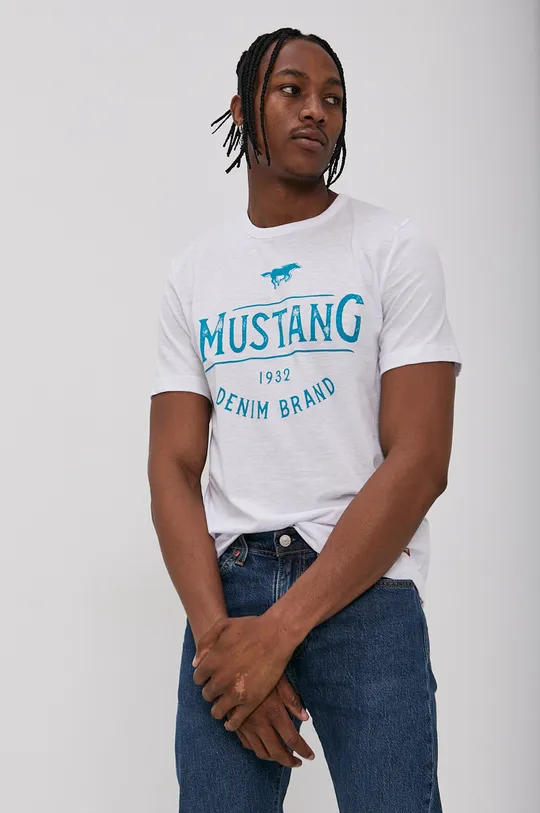 biały Mustang T-shirt Męski