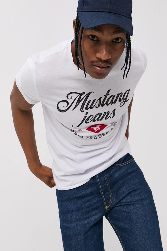 biały Mustang T-shirt Męski