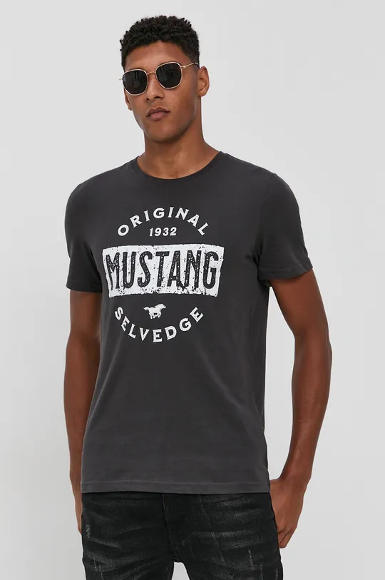 szary Mustang T-shirt bawełniany