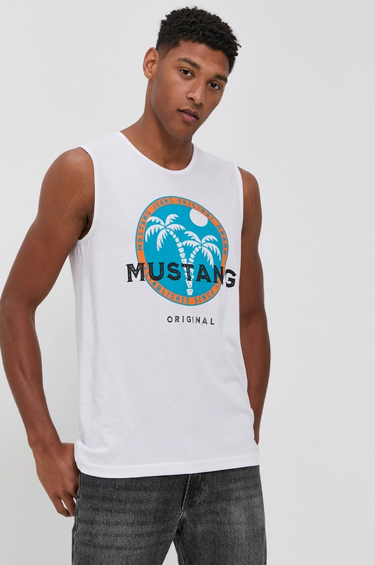 biały Mustang T-shirt bawełniany Męski