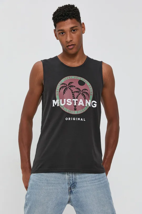 серый Хлопковая футболка Mustang Мужской