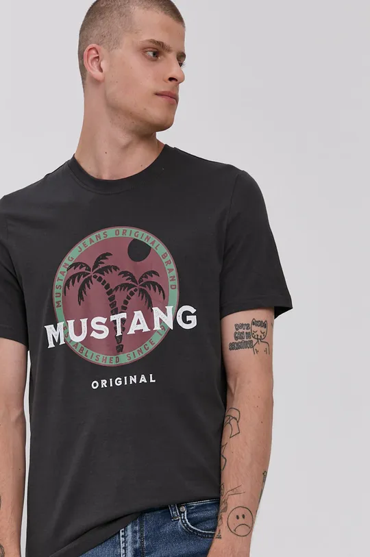 szary Mustang T-shirt bawełniany