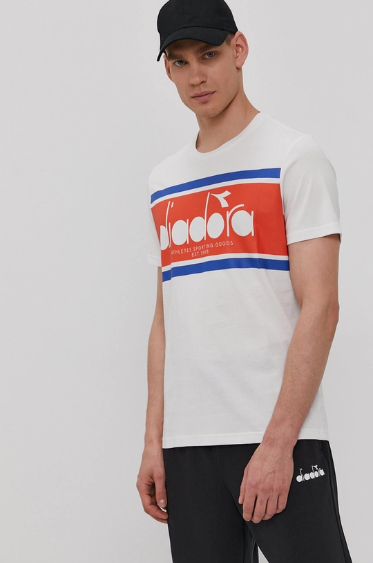 biały Diadora T-shirt Męski