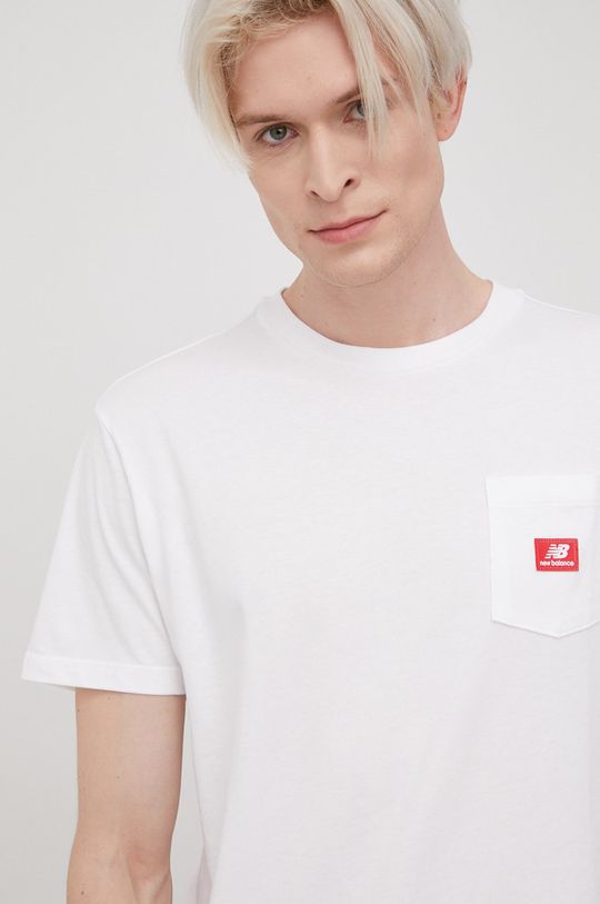 biały New Balance t-shirt bawełniany MT01567WT