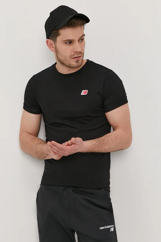 czarny New Balance T-shirt MT01660BK Męski