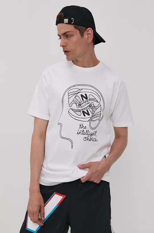 biały New Balance T-shirt MT11519WT Męski
