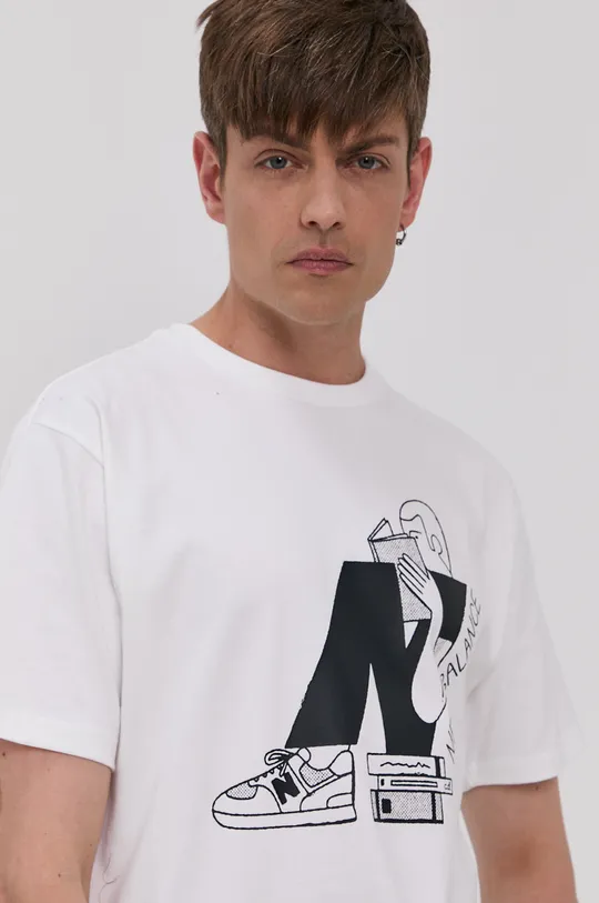 biały New Balance T-shirt x Christopher Delorenzo MT11520WT
