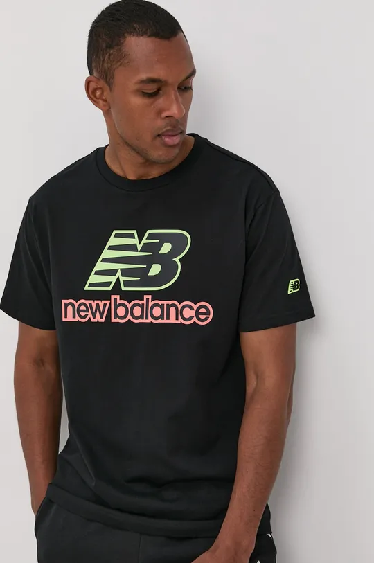 czarny New Balance T-shirt MT11540BK Męski