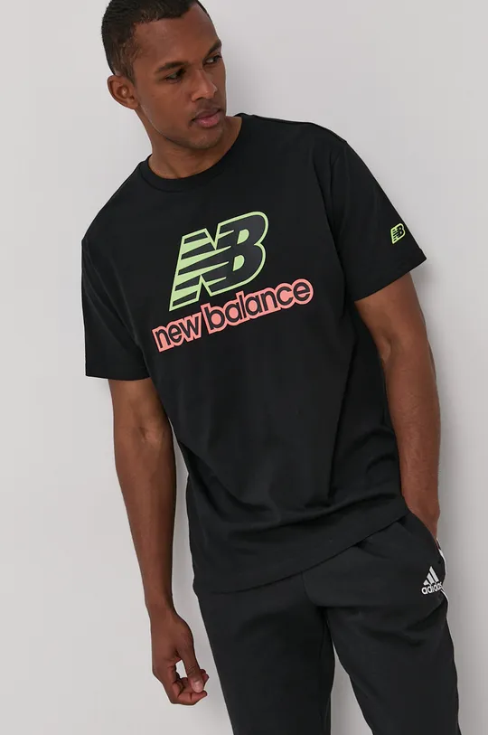 czarny New Balance T-shirt MT11540BK