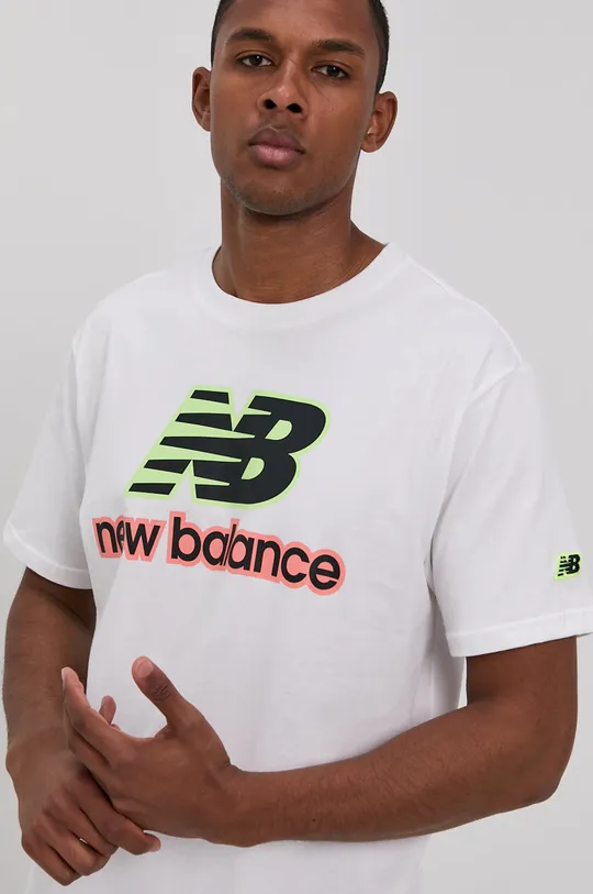 biały New Balance T-shirt MT11540WT Męski