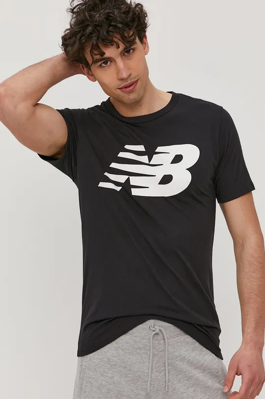 czarny New Balance T-shirt MT03919BK Męski