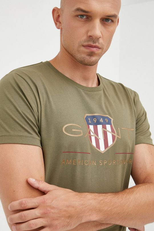 Gant T-shirt 2003099 brązowa zieleń