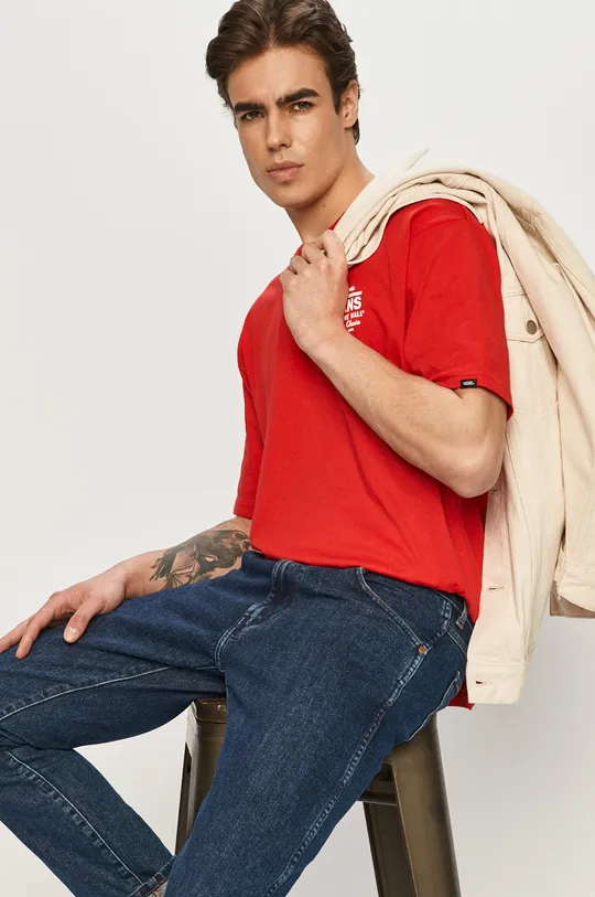 czerwony Vans - T-shirt Męski