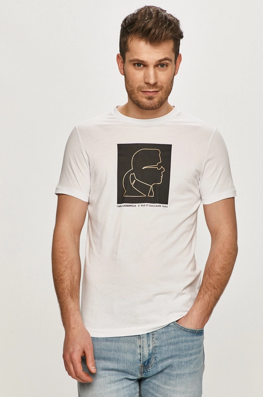 biały Karl Lagerfeld T-shirt 502224.755039 Męski