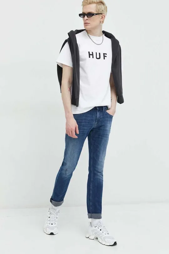 Βαμβακερό μπλουζάκι HUF γκρί