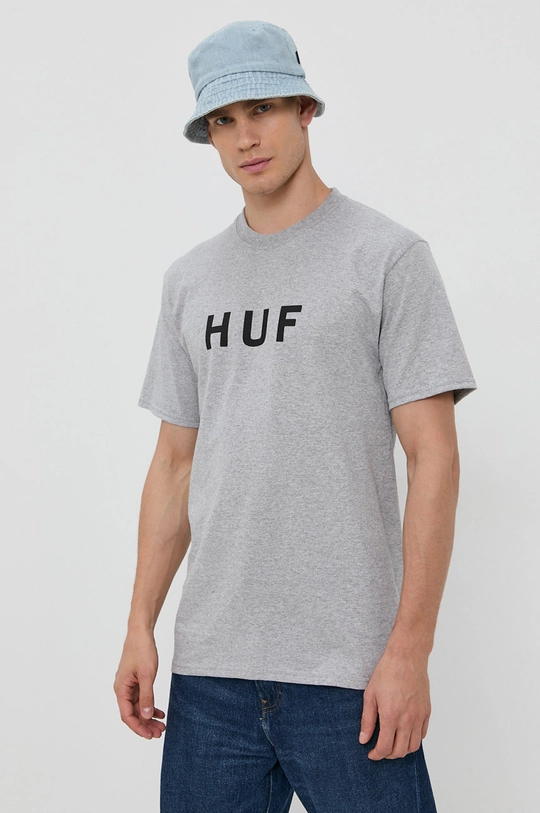 HUF T-shirt bawełniany szary