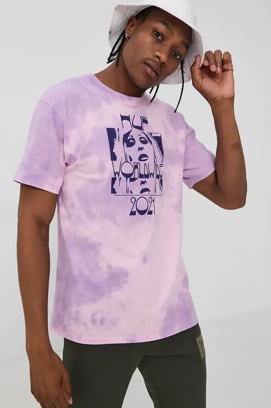 fioletowy HUF T-shirt bawełniany