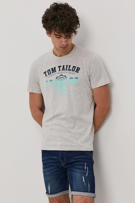 szary Tom Tailor T-shirt Męski