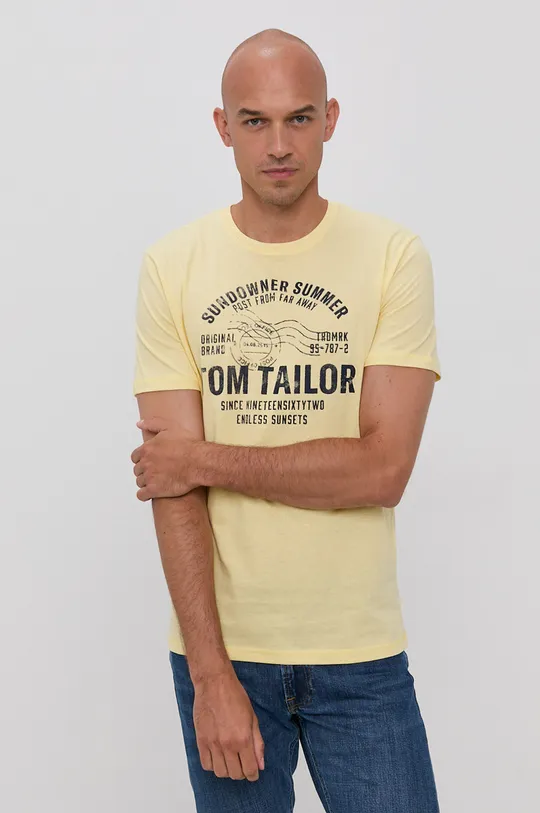 żółty Tom Tailor T-shirt bawełniany Męski